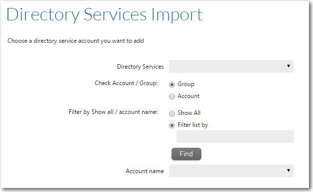 Directory Services Import Page