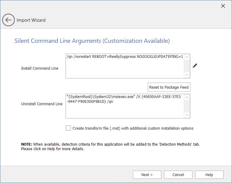 Import Wizard / Silent Command Line Arguments (Customization Available)